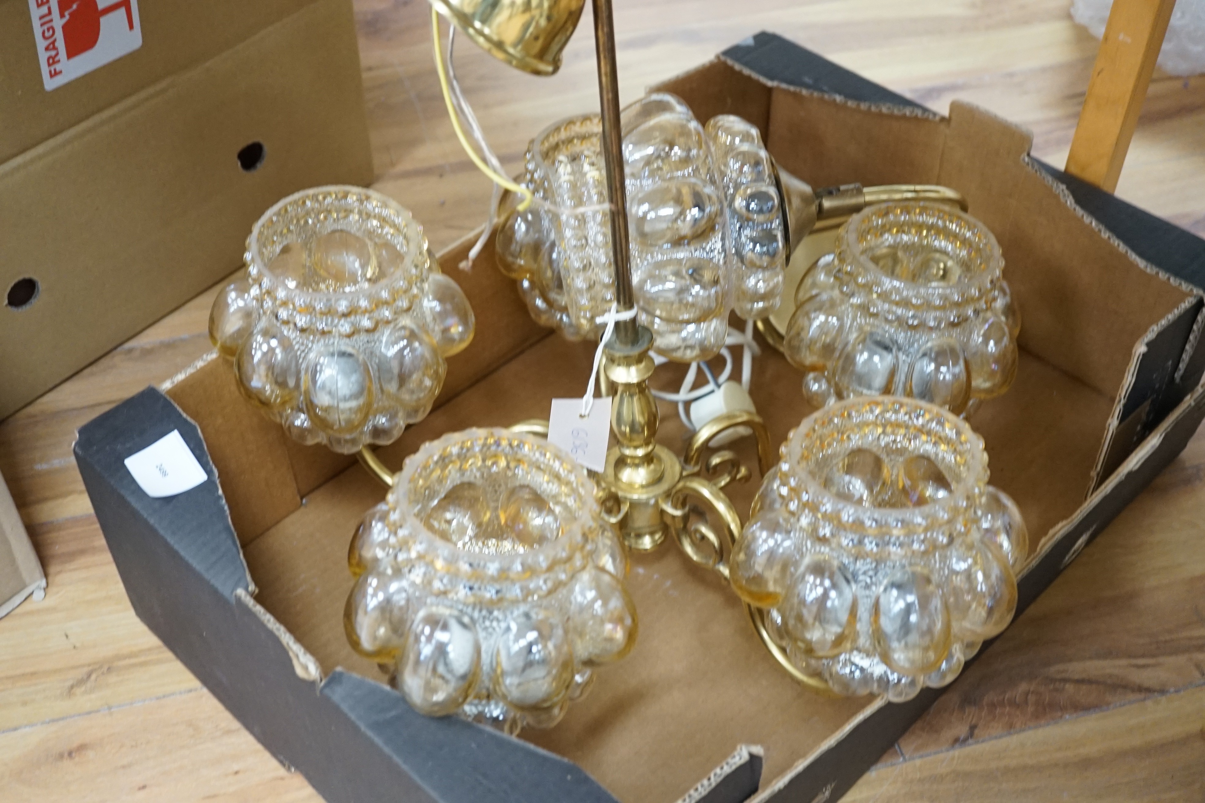 1950’s five branch electrolier and matching lamp